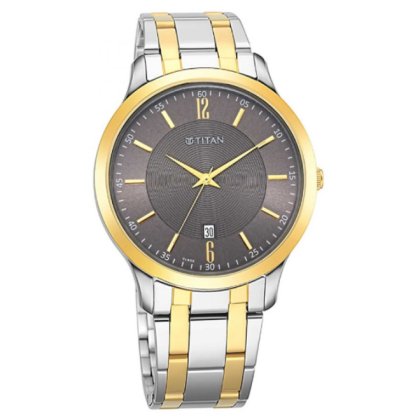 Titan Quartz 1825BM01 Brown Dial Stainless Steel Strap Quartz Men's Watch 